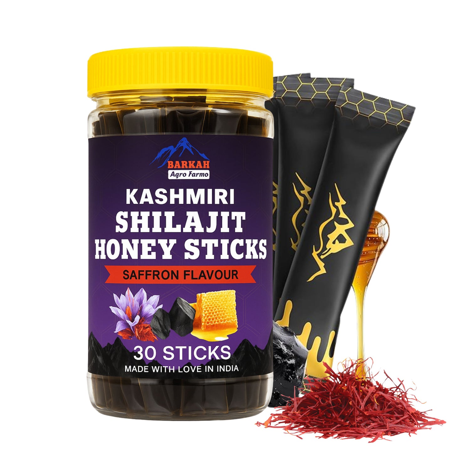 Kashmiri Saffron Shilajit Honey Stick