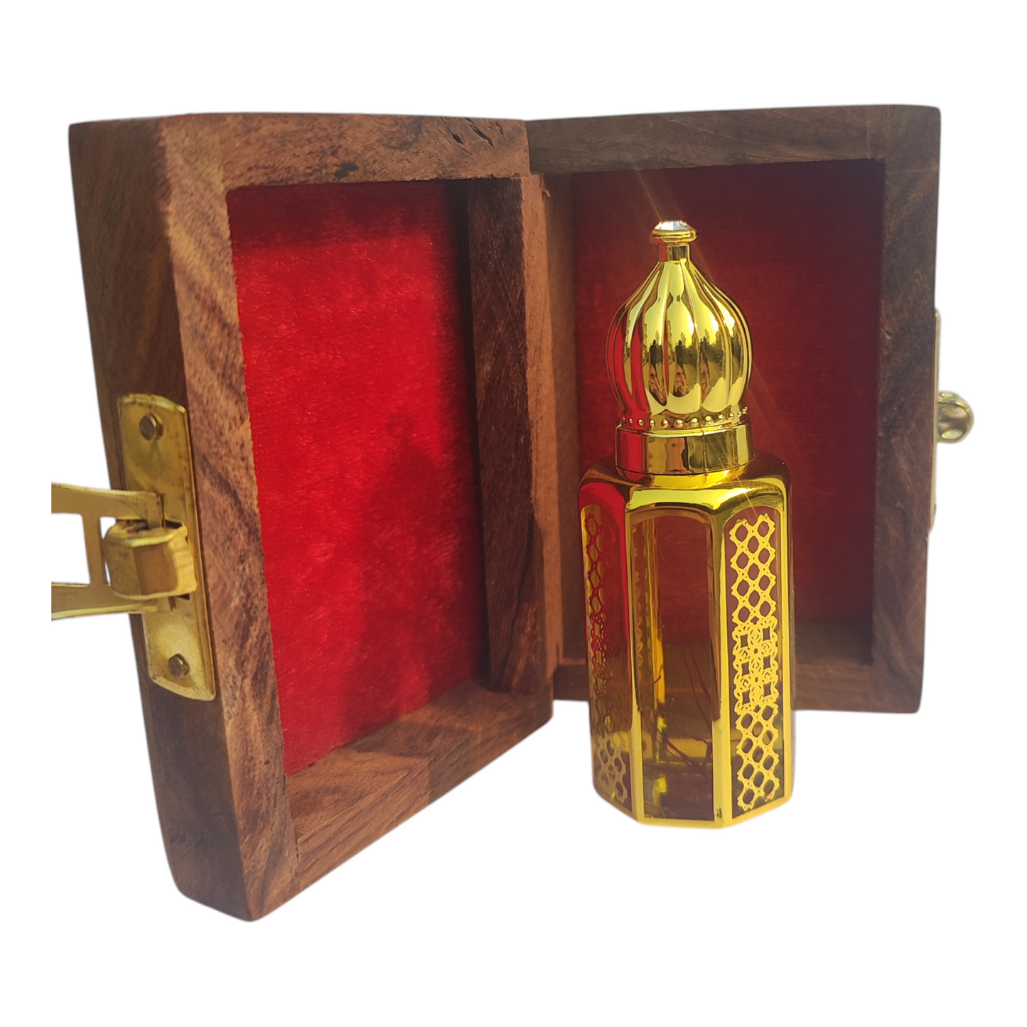 Kesar Chandan Attar - Kashmiri Saffron Chandan Attar 15 ml - Kashmiri Wooden Gift box Chandan Attar