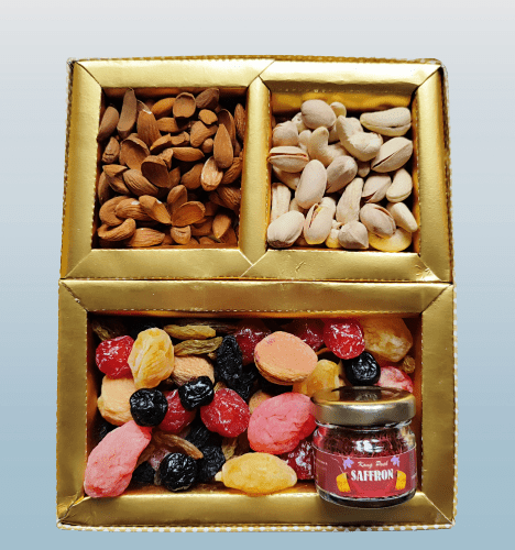 Premium Kashmiri dry fruits gift box with almonds walnuts