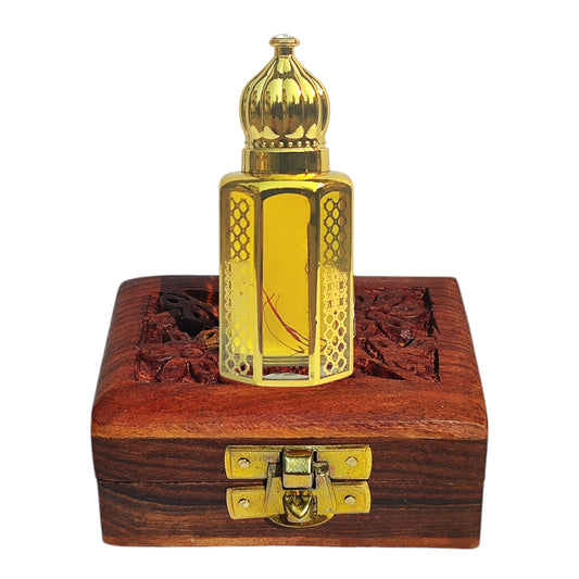 Kesar Chandan Attar - Kashmiri Saffron Chandan Attar 15 ml - Kashmiri Wooden Gift box Chandan Attar